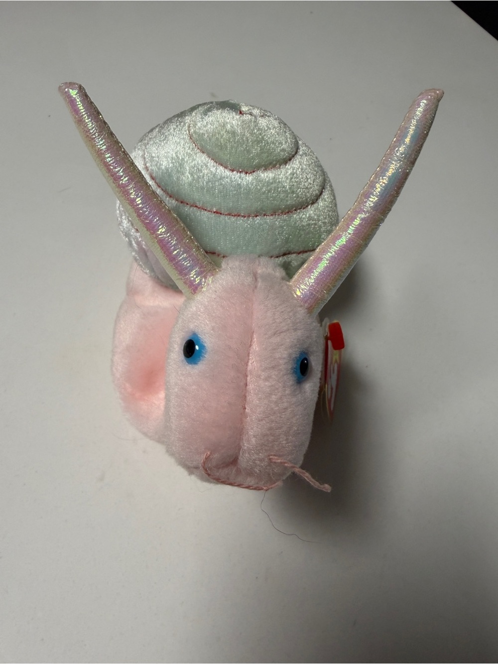 Ty Plush Pink Snail with Iridescent Antennae